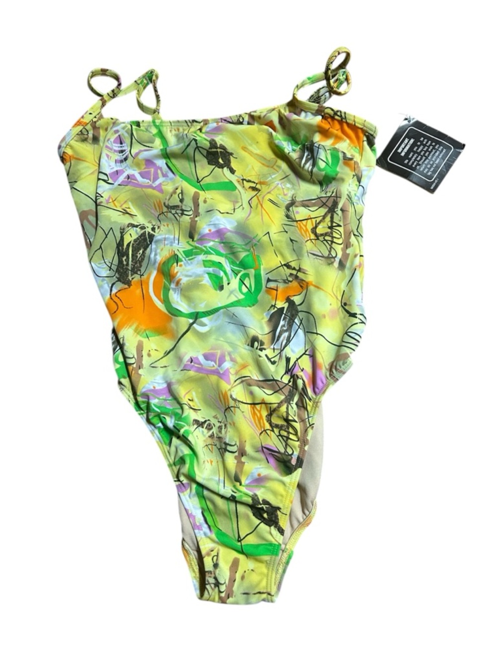 New port News Vibrant Abstract Print One-Piece Swimsuit in Lime & Multicolor
